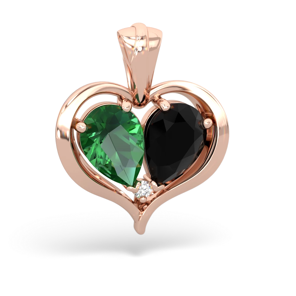 Lab Emerald Two Become One 14K Rose Gold pendant P5330