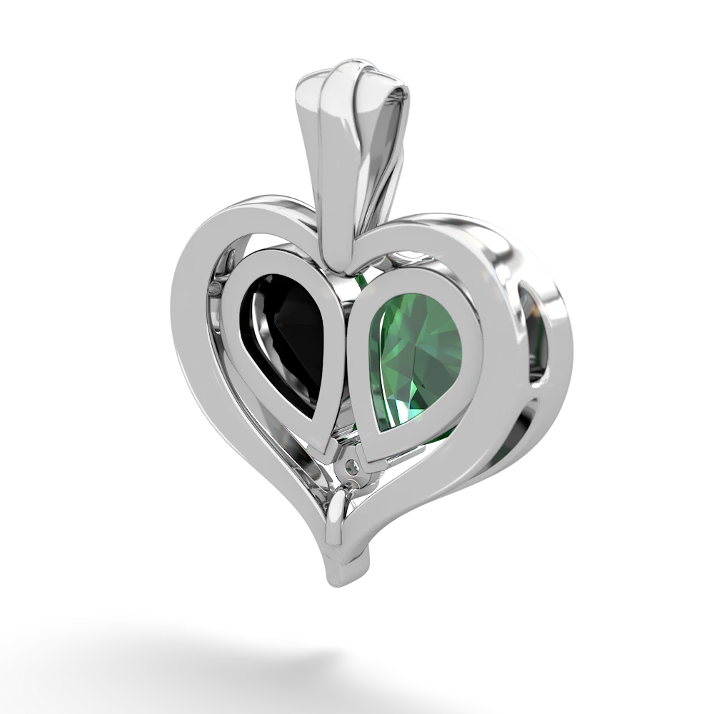 Lab Emerald Two Become One 14K White Gold pendant P5330