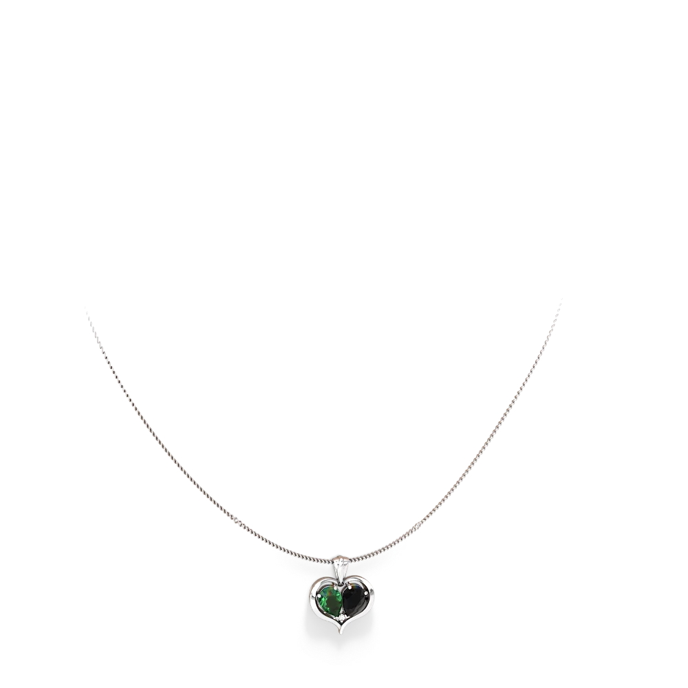 Lab Emerald Two Become One 14K White Gold pendant P5330