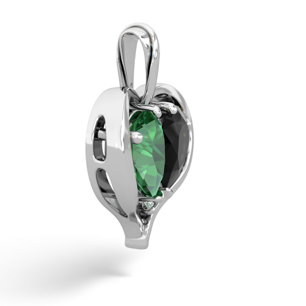 Lab Emerald Two Become One 14K White Gold pendant P5330