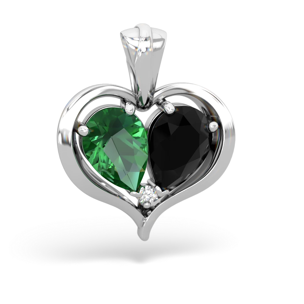 Lab Emerald Two Become One 14K White Gold pendant P5330