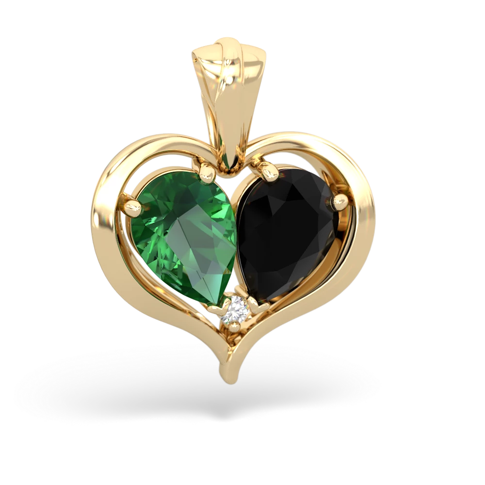 Lab Emerald Two Become One 14K Yellow Gold pendant P5330