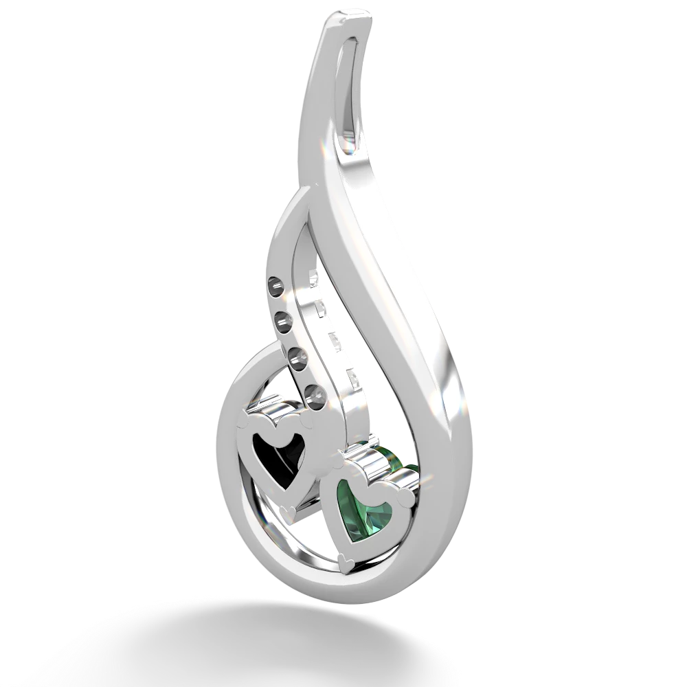 Lab Emerald Keepsake Curves 14K White Gold pendant P5450