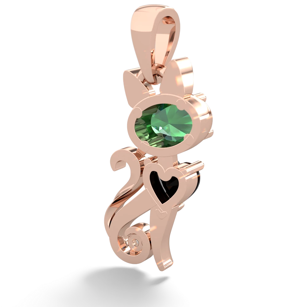 Lab Emerald Kitten 14K Rose Gold pendant P5780