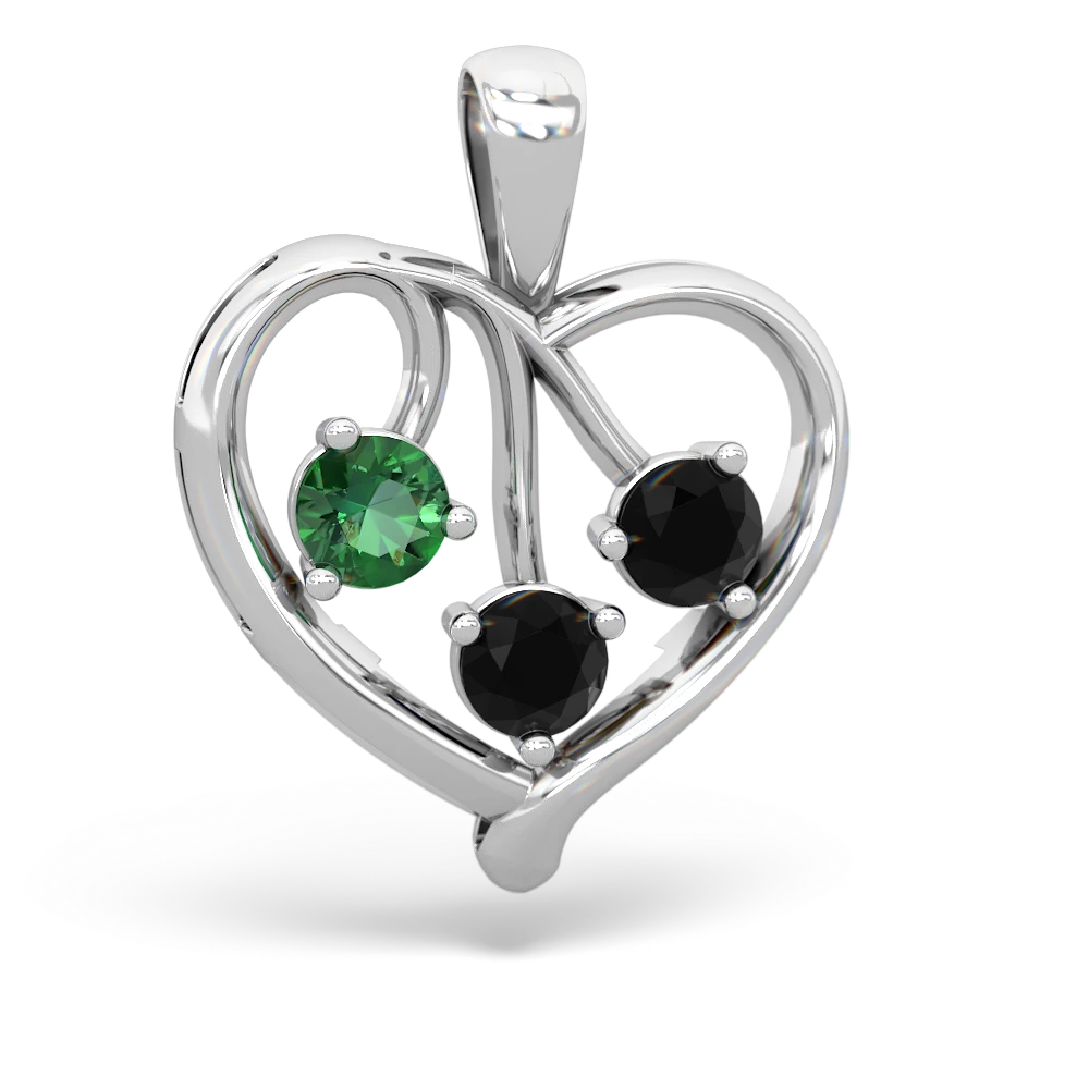 Lab Emerald Glowing Heart 14K White Gold pendant P2233