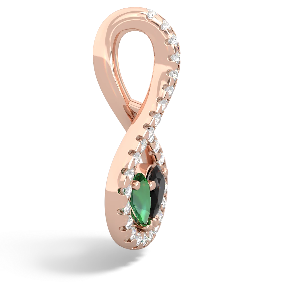 Lab Emerald Pave Twist 'One Heart' 14K Rose Gold pendant P5360