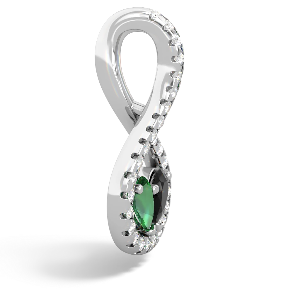 Lab Emerald Pave Twist 'One Heart' 14K White Gold pendant P5360