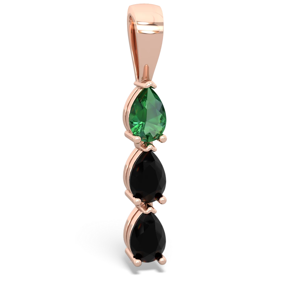 Lab Emerald Dew Drops 14K Rose Gold pendant P2251