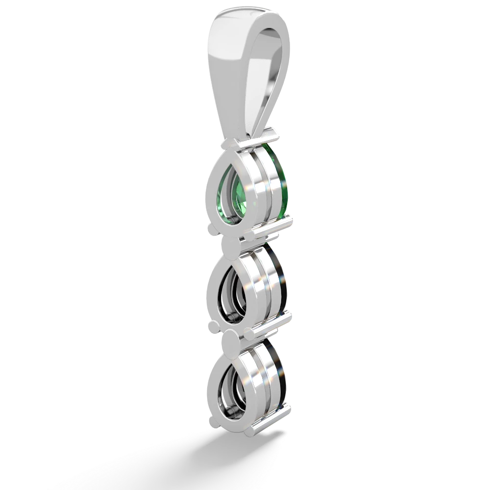 Lab Emerald Dew Drops 14K White Gold pendant P2251