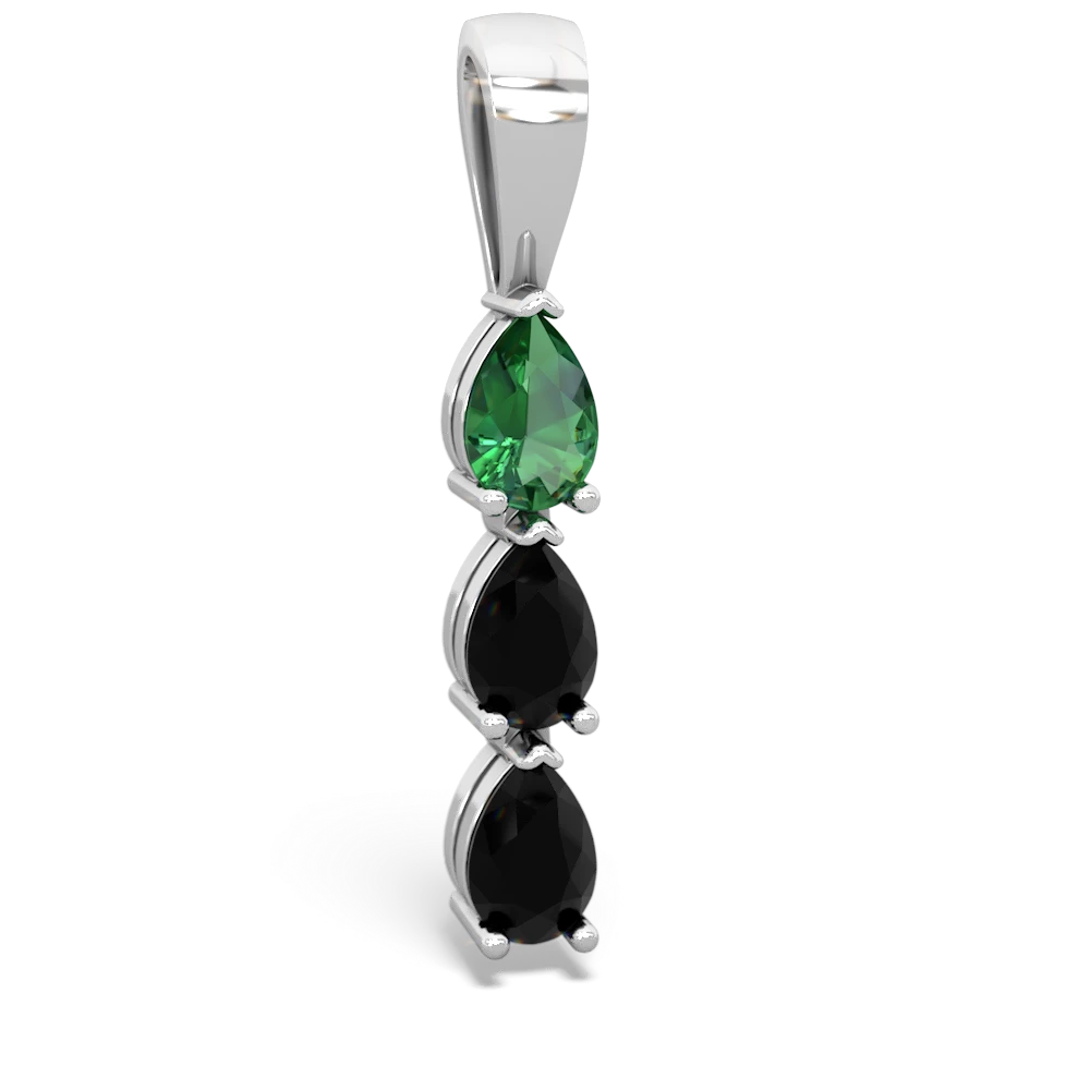 Lab Emerald Dew Drops 14K White Gold pendant P2251