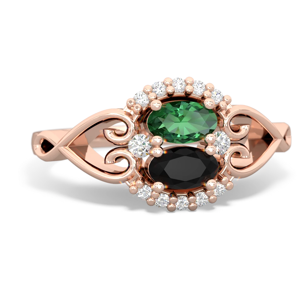 Lab Emerald Love Nest 14K Rose Gold ring R5860