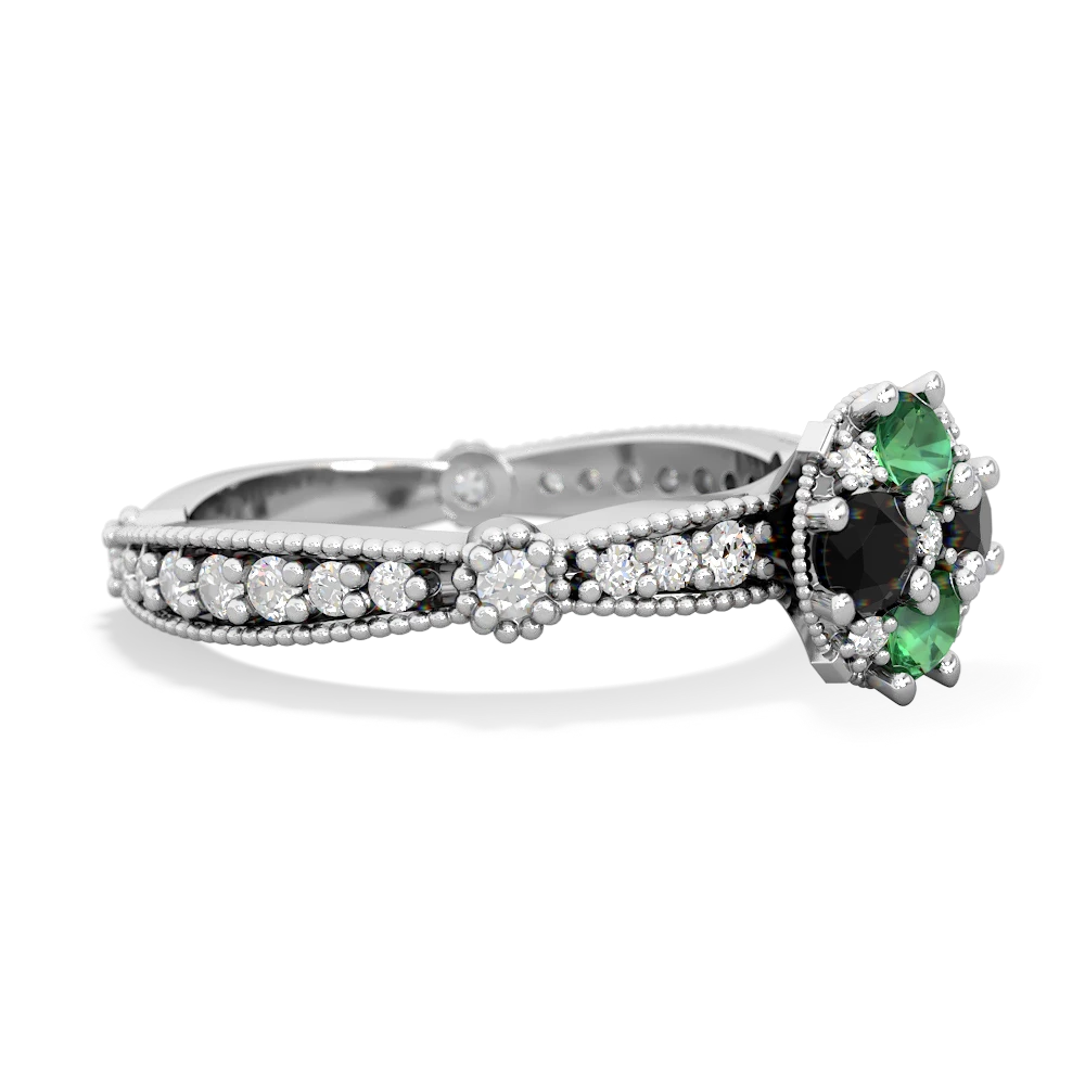 Lab Emerald Sparkling Tiara Cluster 14K White Gold ring R26293RD