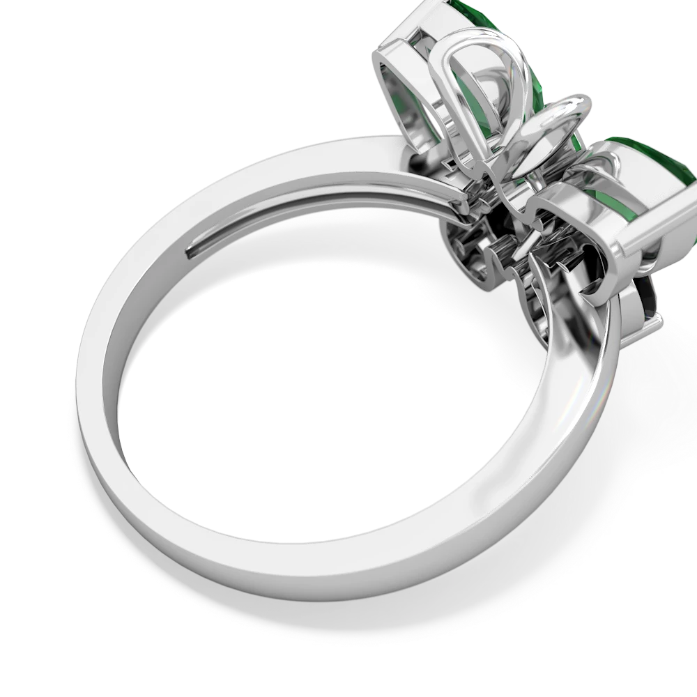 Lab Emerald Butterfly 14K White Gold ring R2215