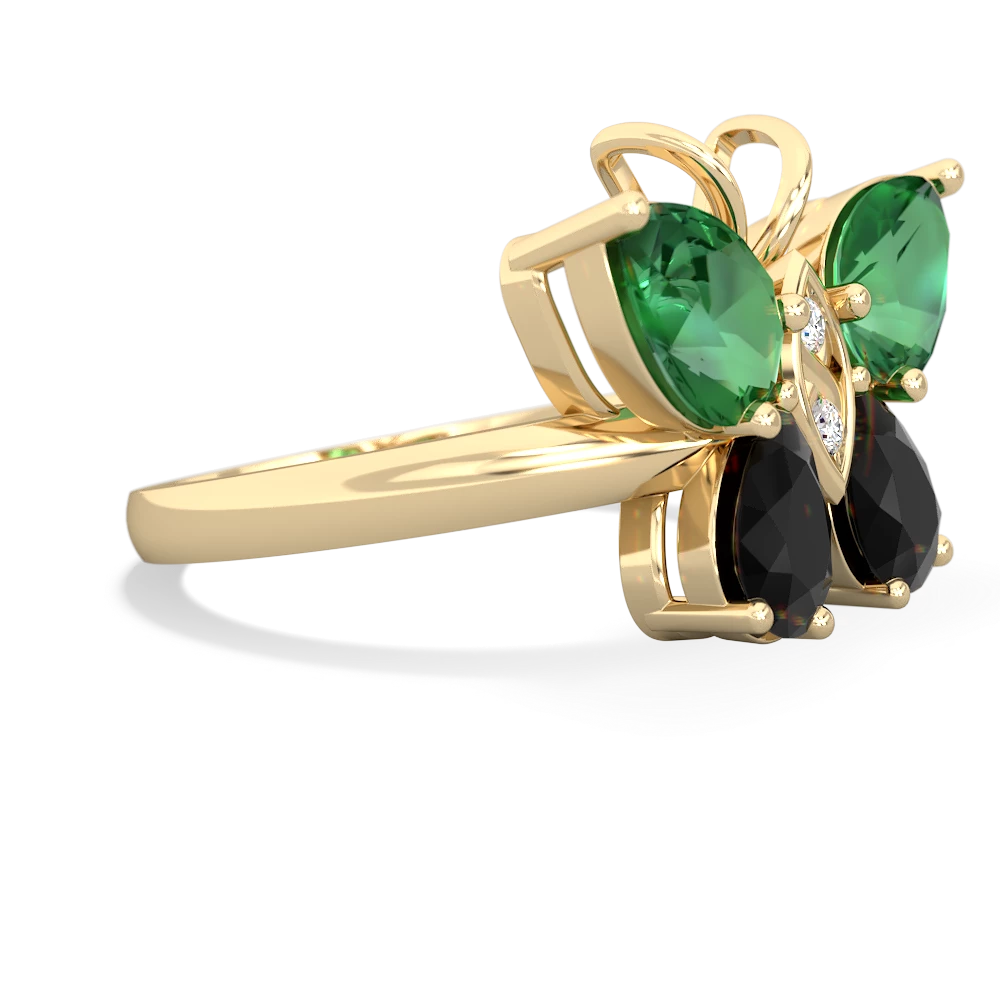 Lab Emerald Butterfly 14K Yellow Gold ring R2215