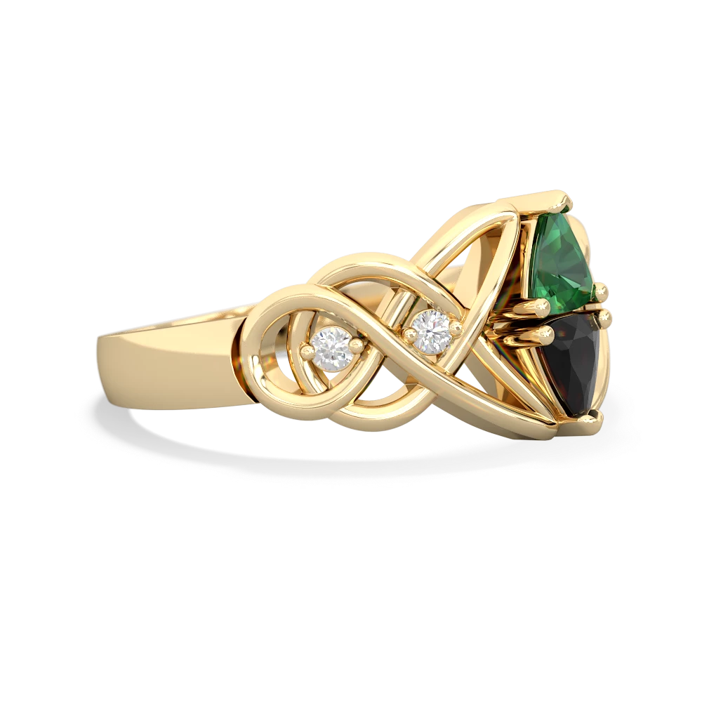 Lab Emerald Keepsake Celtic Knot 14K Yellow Gold ring R5300