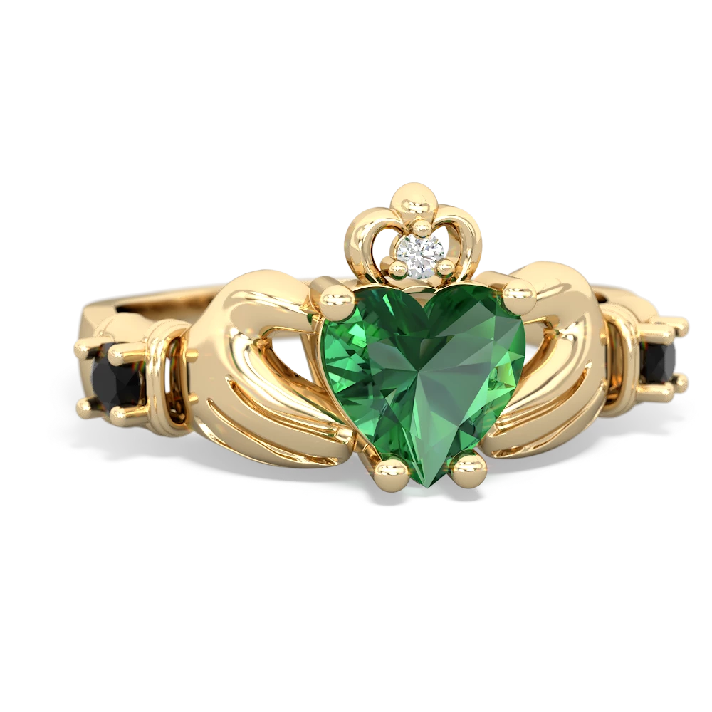 Lab Emerald Claddagh Keepsake 14K Yellow Gold ring R5245