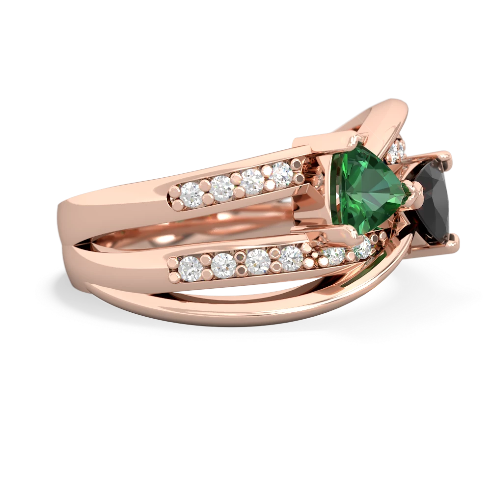 Lab Emerald Bowtie 14K Rose Gold ring R2360