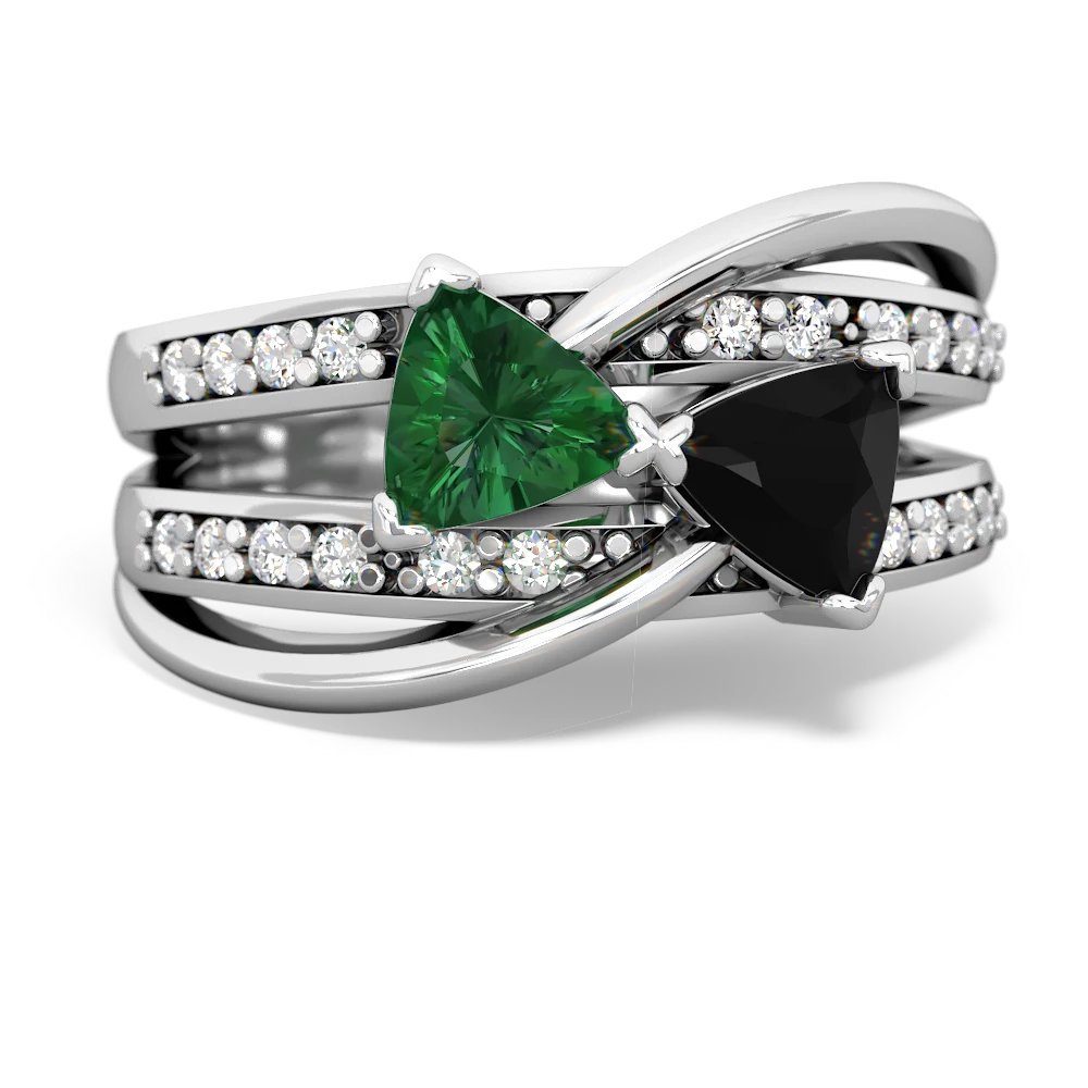 Lab Emerald Bowtie 14K White Gold ring R2360