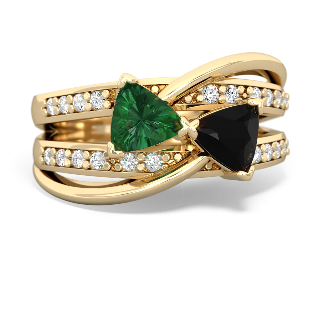 Lab Emerald Bowtie 14K Yellow Gold ring R2360