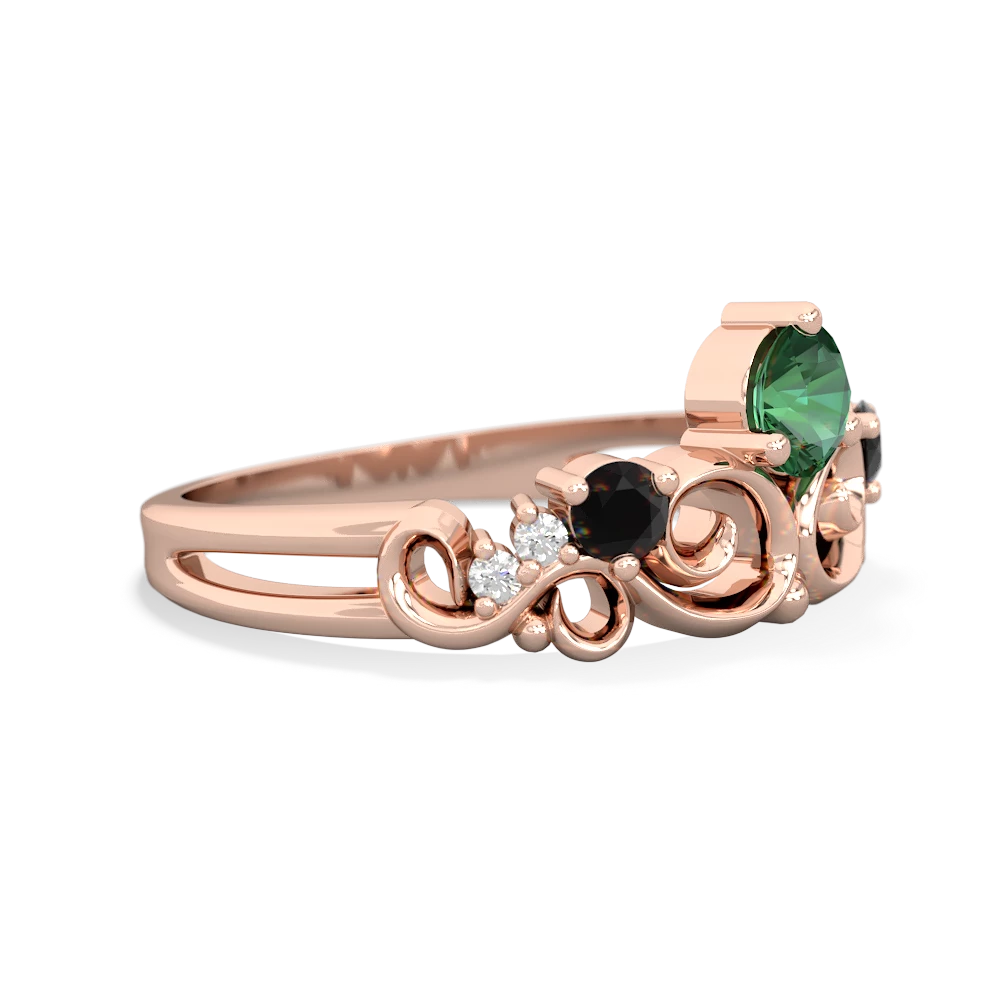 Lab Emerald Crown Keepsake 14K Rose Gold ring R5740