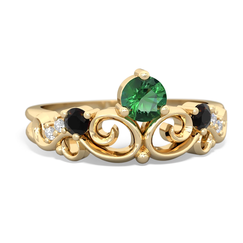 Lab Emerald Crown Keepsake 14K Yellow Gold ring R5740