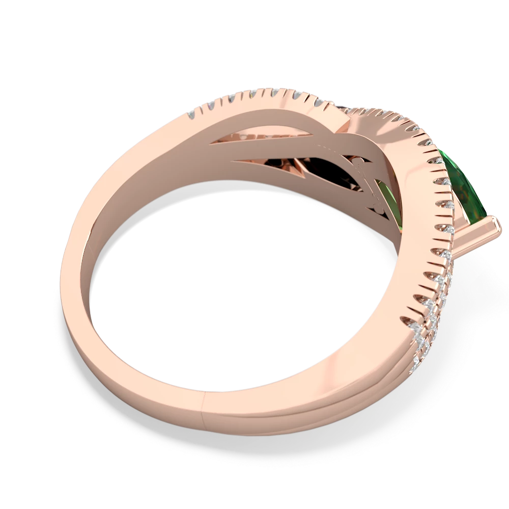 Lab Emerald Diamond Rivers 14K Rose Gold ring R3070