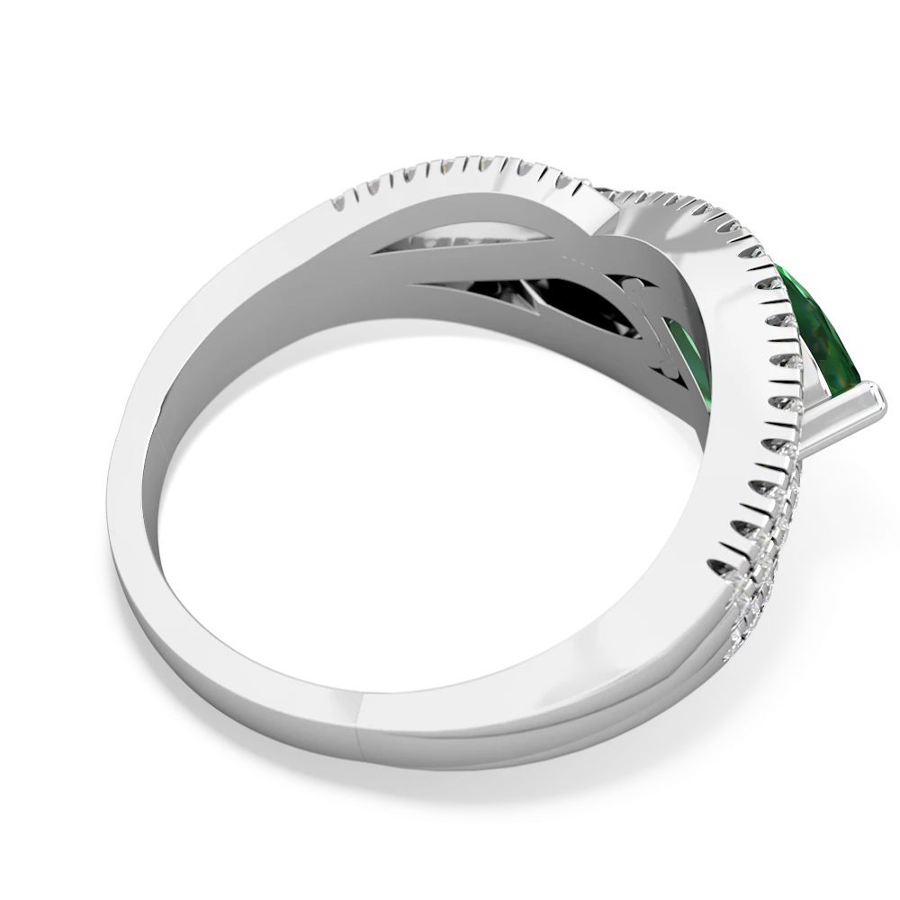 Lab Emerald Diamond Rivers 14K White Gold ring R3070