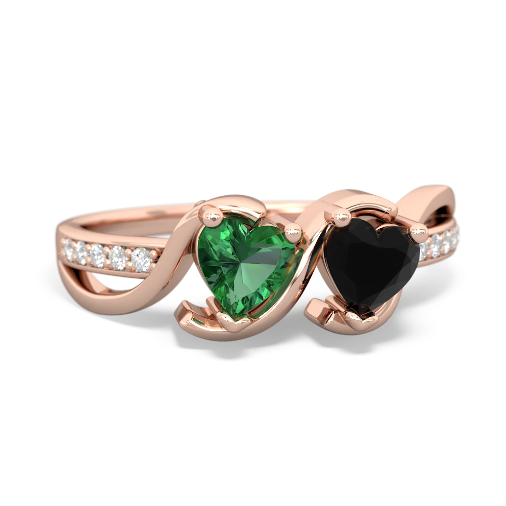 Lab Emerald Side By Side 14K Rose Gold ring R3090