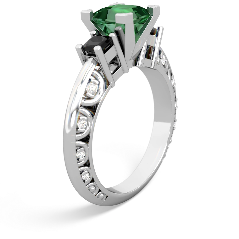 Lab Emerald Eternal Embrace Engagement 14K White Gold ring C2001