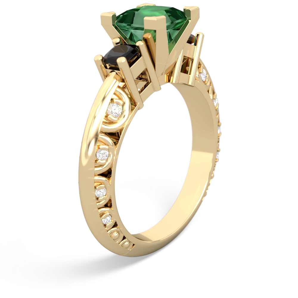 Lab Emerald Eternal Embrace Engagement 14K Yellow Gold ring C2001