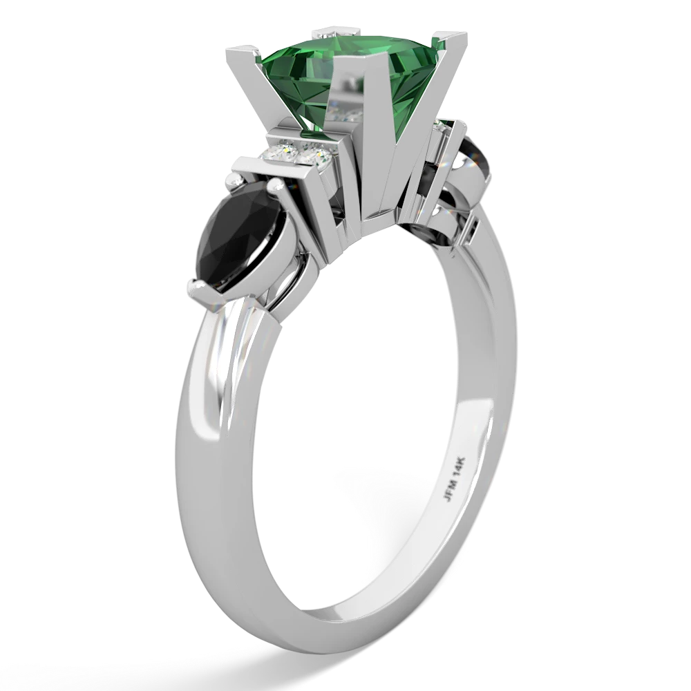 Lab Emerald 6Mm Princess Eternal Embrace Engagement 14K White Gold ring C2002