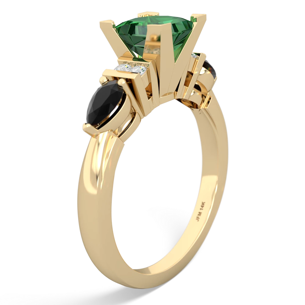 Lab Emerald 6Mm Princess Eternal Embrace Engagement 14K Yellow Gold ring C2002