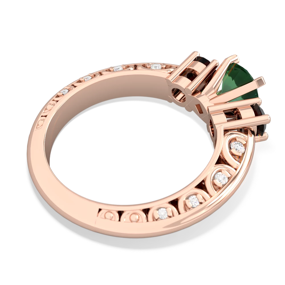 Lab Emerald Art Deco Eternal Embrace Engagement 14K Rose Gold ring C2003