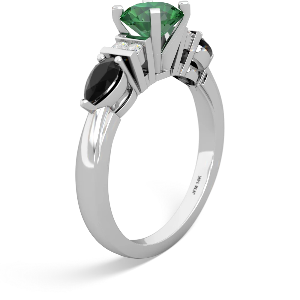 Lab Emerald 6Mm Round Eternal Embrace Engagement 14K White Gold ring R2005