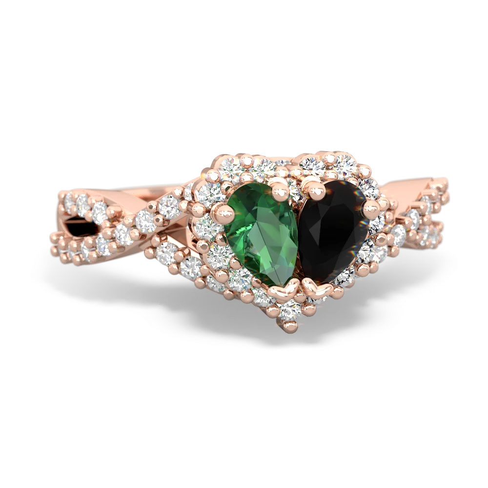 Lab Emerald Diamond Twist 'One Heart' 14K Rose Gold ring R2640HRT