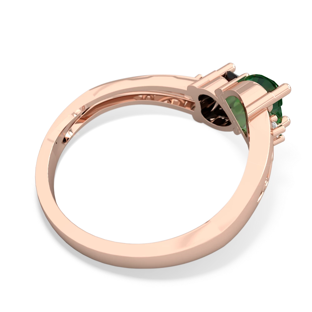 Lab Emerald Snuggling Hearts 14K Rose Gold ring R2178