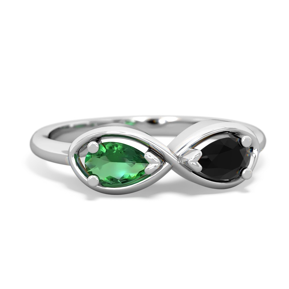 Lab Emerald Infinity 14K White Gold ring R5050