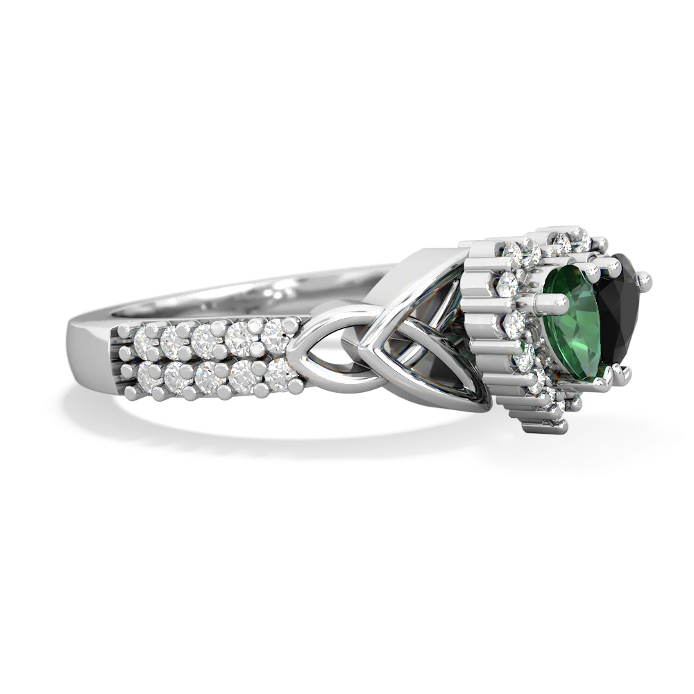 Lab Emerald Celtic Knot Two Hearts As One 14K White Gold ring R2644HRT