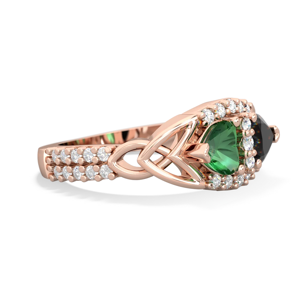 Lab Emerald Sparkling Celtic Knot 14K Rose Gold ring R2645