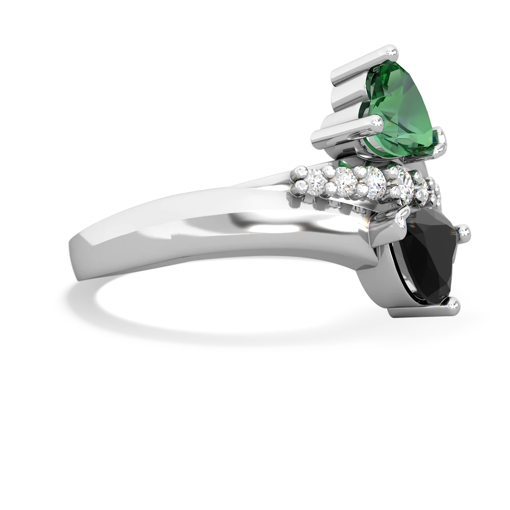 Lab Emerald Heart To Heart 14K White Gold ring R2064