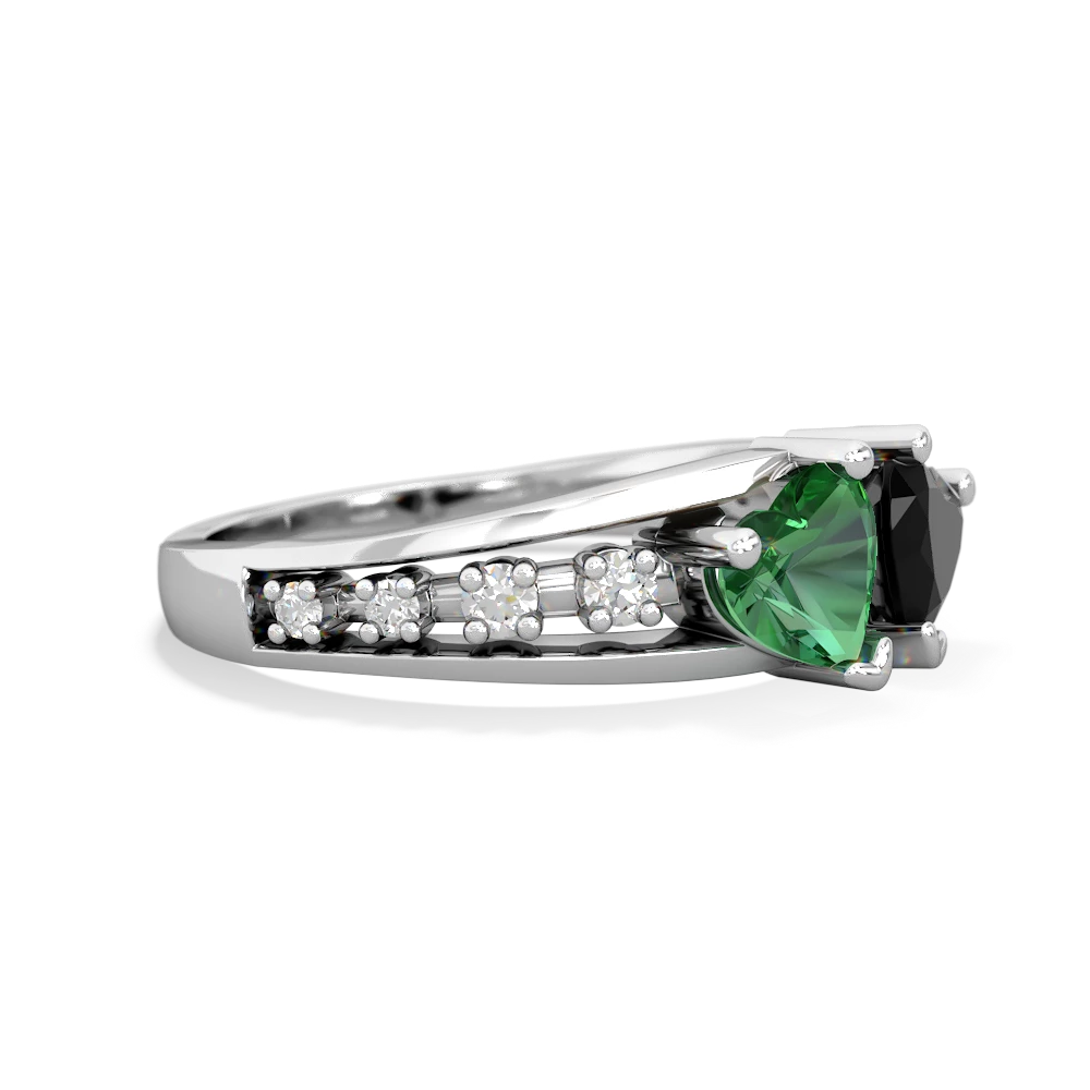 Lab Emerald Heart To Heart 14K White Gold ring R3342