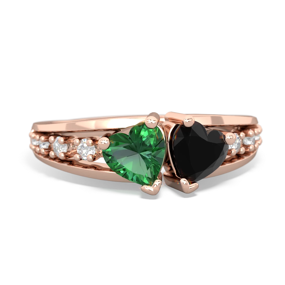 Lab Emerald Heart To Heart 14K Rose Gold ring R3342