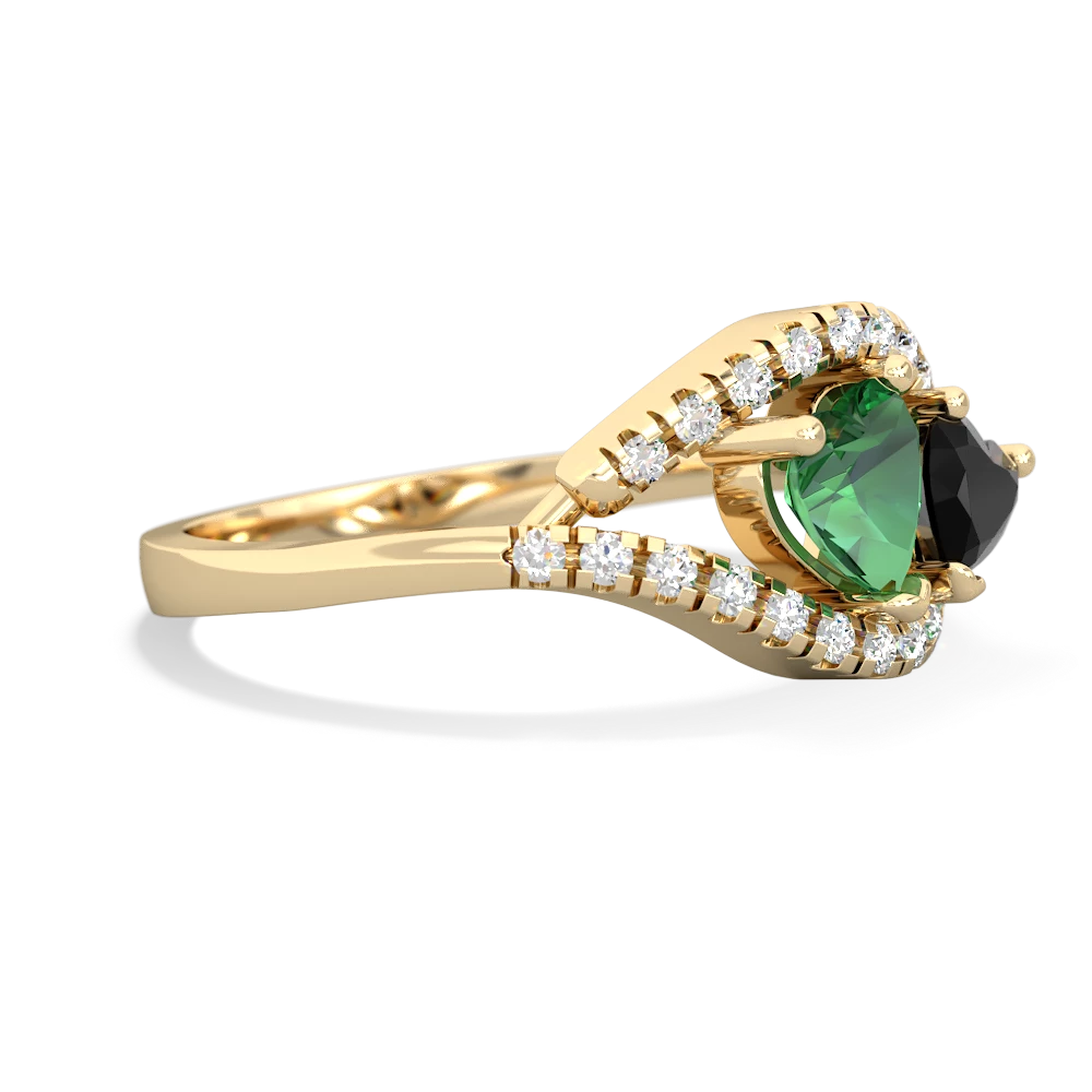 Lab Emerald Mother And Child 14K Yellow Gold ring R3010