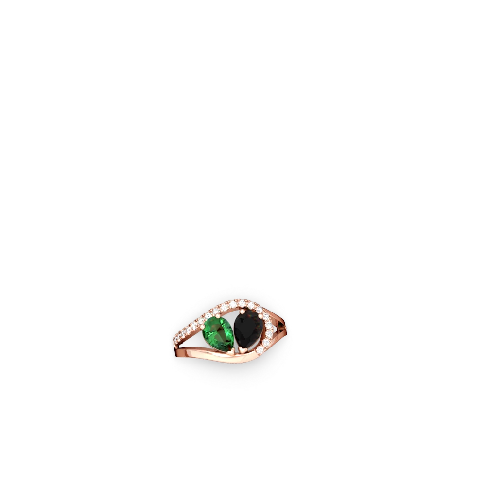 Lab Emerald Nestled Heart Keepsake 14K Rose Gold ring R5650