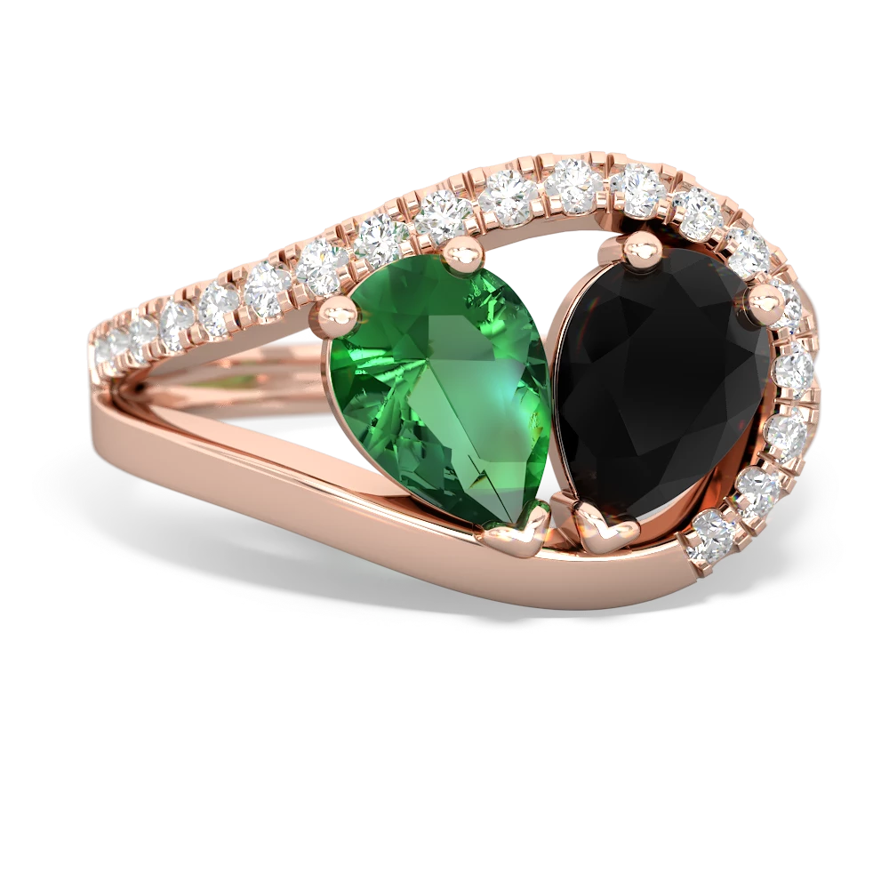 Lab Emerald Nestled Heart Keepsake 14K Rose Gold ring R5650