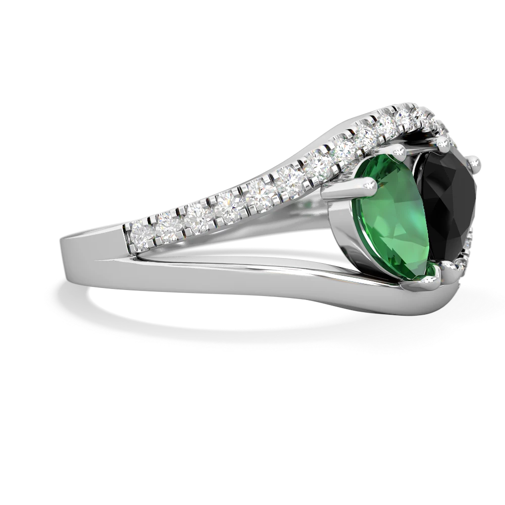 Lab Emerald Nestled Heart Keepsake 14K White Gold ring R5650