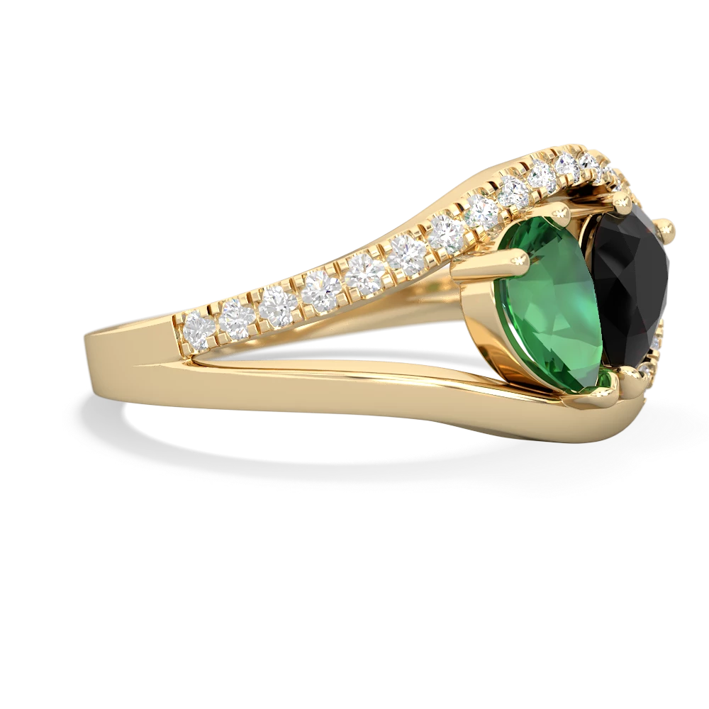 Lab Emerald Nestled Heart Keepsake 14K Yellow Gold ring R5650