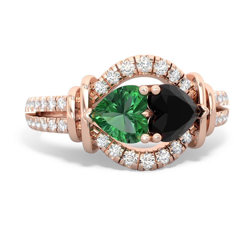 Lab Emerald Art-Deco Keepsake 14K Rose Gold ring R5630