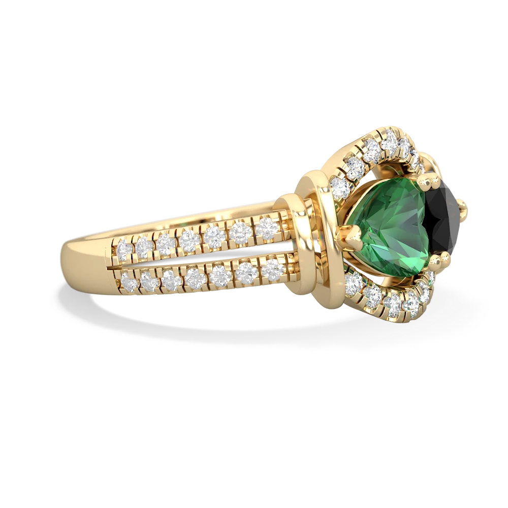 Lab Emerald Art-Deco Keepsake 14K Yellow Gold ring R5630