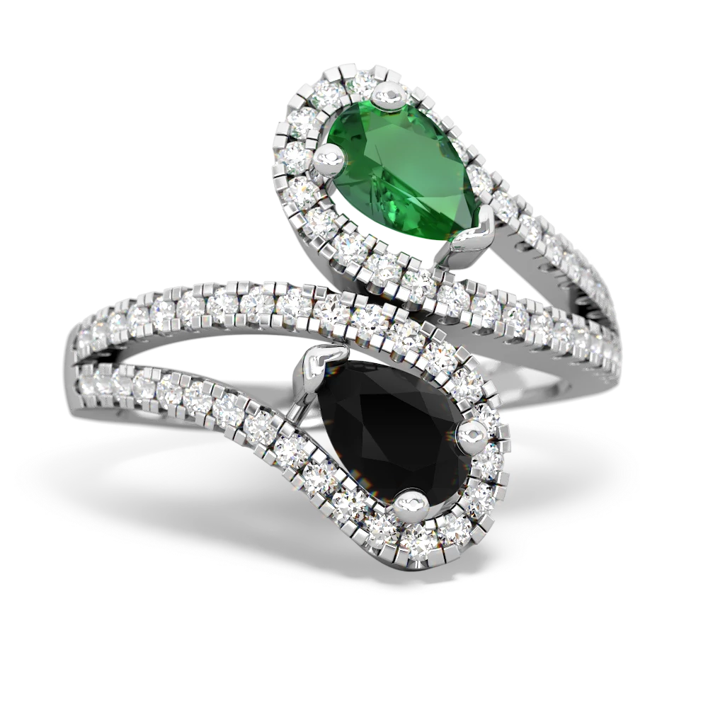 Lab Emerald Diamond Dazzler 14K White Gold ring R3000